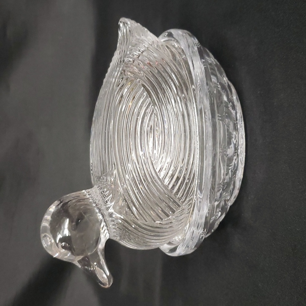 Martha Stewart NWT Clear Glass Figural   Duck Lidded Dish